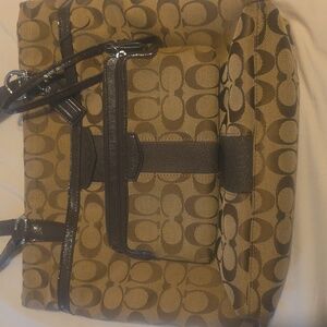 Coach Tan and Brown Signature Tote And Wristlet C1405-F28504